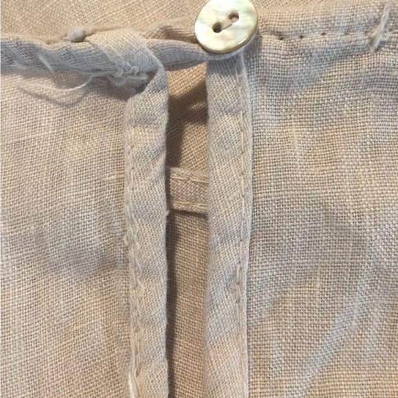 Stella Rosa Beige Linen Dress with Crocheted sleeves and bottom, Small - Picture 8 of 9